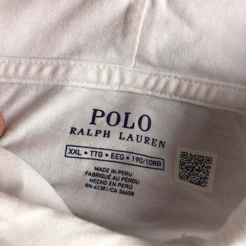 Polo Ralph Lauren Hooded T-Shirt Mens XXL White Long Sleeve Pony Logo Hoodie